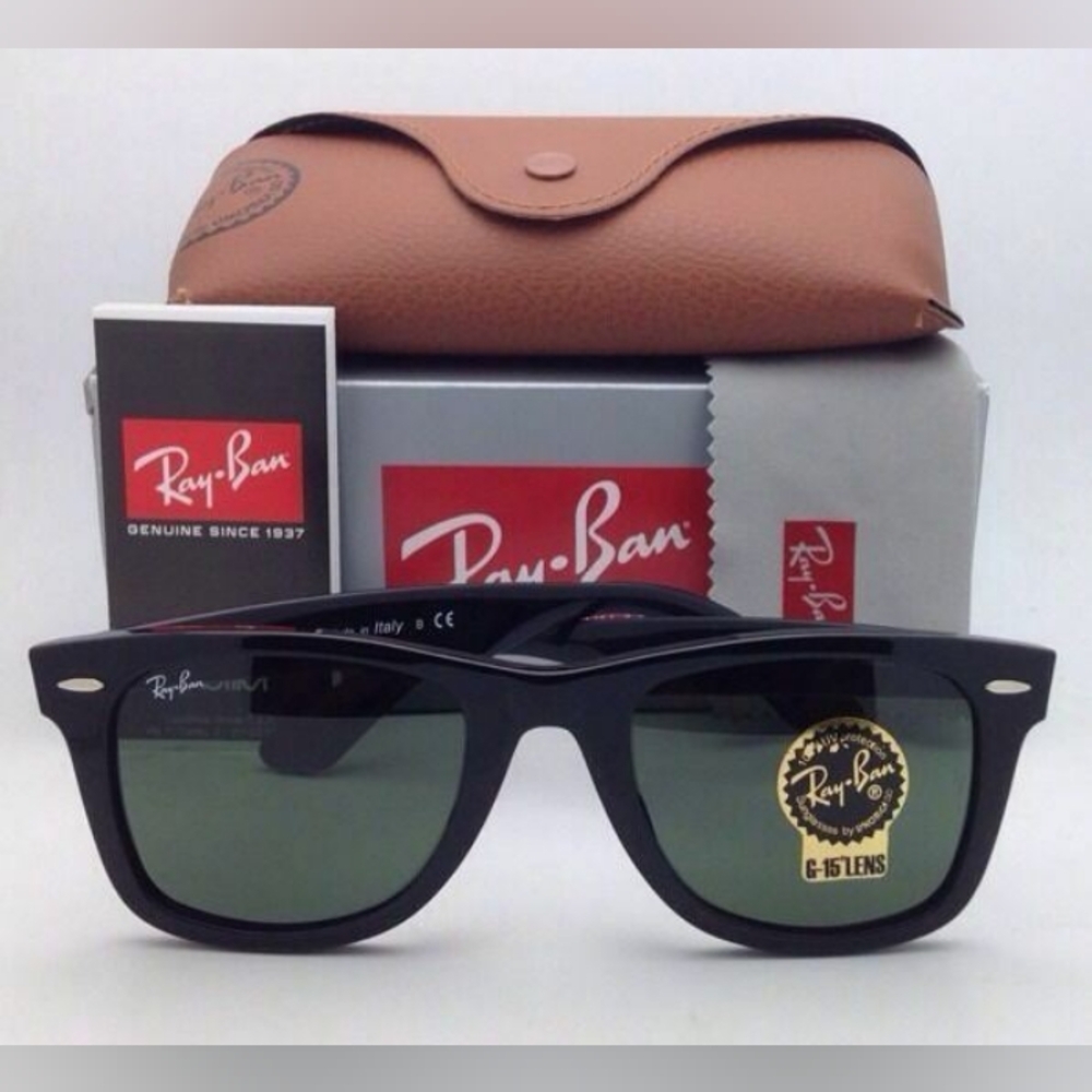 LIKE NEW RayBan Wayfarers RB2140 Black Ray ban Sunglasses - Picture 12 of 16